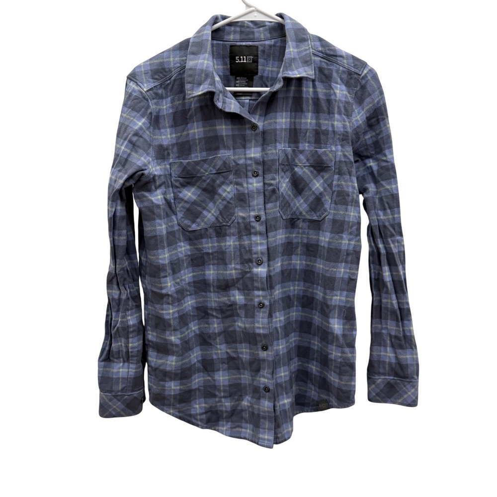 5.11 Tactical Womens Long Sleeve Plaid Flannel Shirt Blue Grey Medium Lumberjack